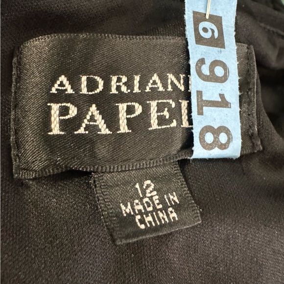 Adrianna Papell Ruched Black Bodycon Dress Size 12 - Picture 8 of 9